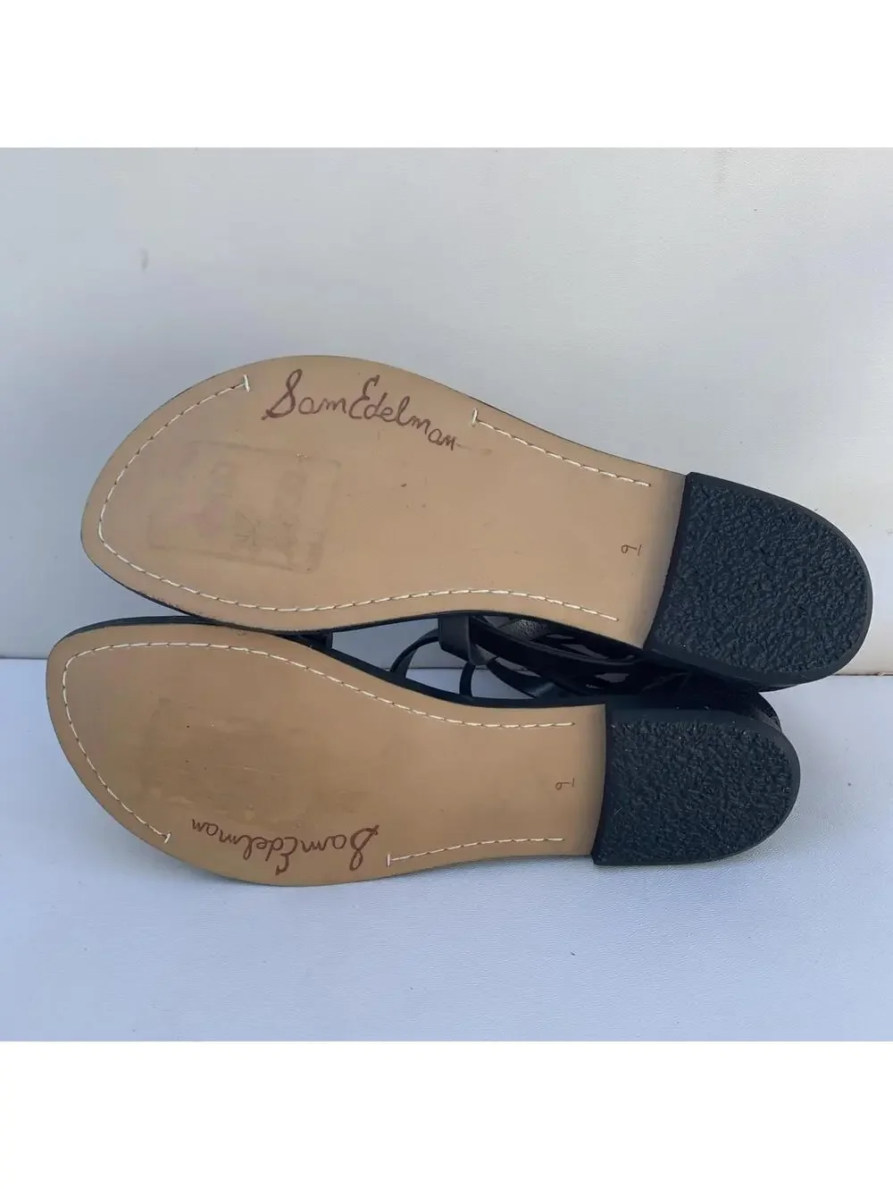 Sam Edelman Gladiator Sandals Black Flats Sz 9 Womens - Picture 11 of 11